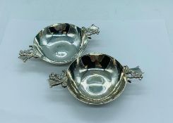 A Pair of Asprey, hallmarked silver wine tasting cups. London 2009.