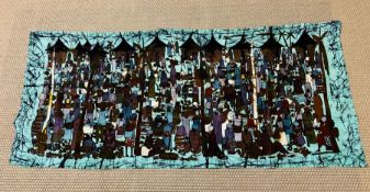 A Kenyan Batik from the equator store, Approx 6ft featuring a market scene.