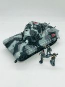 A New Ray battery powered tank with associated figures.