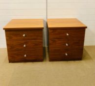 A pair of bedside tables, wood effect with three soft closing drawers