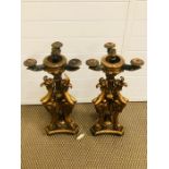 A Pair of Regency Style gilt wood candelabra, lamp base conversions.