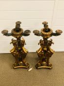 A Pair of Regency Style gilt wood candelabra, lamp base conversions.
