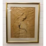 A large framed charcoal outline sketch of a nude signed by John McCombie Reynolds