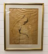 A large framed charcoal outline sketch of a nude signed by John McCombie Reynolds