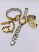 A selection of four ladies wristwatches.