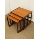 A set of three G-Plan mid century "Quadrille" nest of teak tables