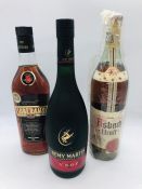 Three bottles of Brandy to include Remy Martin VSOP, Soberano and Asback Uralt