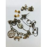 A small selection of costume jewellery, mainly silver.