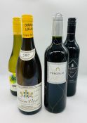 Four Bottles of wine: 2016 Arcouris Chardonnay, 2007 Macon-Verze, 2005 Pedro Pergolas, 2012
