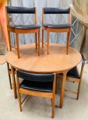 Mid century extendable dining table and six chairs from McIntosh 1970's
