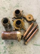 A selection of various Copper and Brass Vintage Fire Brigade couplings and other items