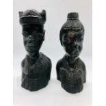 A pair of carved African Heads