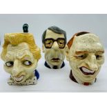 Three Spitting Image designed Toby Jugs of John Major, Margaret Thatcher and Neil Kinnock by Kevin