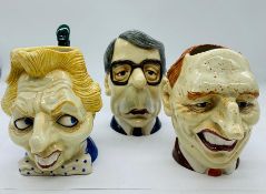 Three Spitting Image designed Toby Jugs of John Major, Margaret Thatcher and Neil Kinnock by Kevin