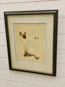 A Framed print of cats signed by Ben Woodhouse