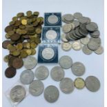A Selection of coins including crowns and shillings.