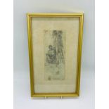 Framed pencil drawing signed bottom right T Von Holst 1841 from the Estate of Vivien Flaxman, Head
