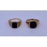 Two Gents Signet rings with Onyx stones
