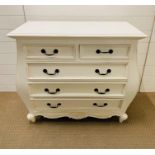 White chateau carved rococo style chest of drawers