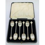 A cased set of Sterling silver teaspoons Birmingham 1931 by Barker Brothers Ltd