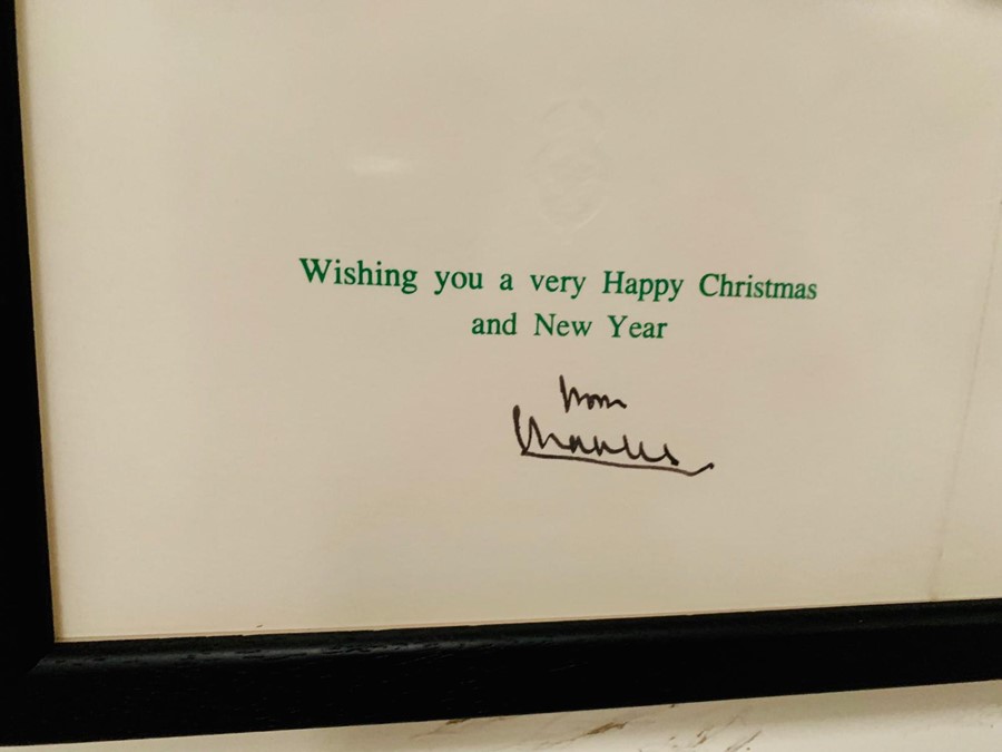 Prince Charles, Prince of Wales: A Christmas card signed 'from Charles' featuring himself and - Image 2 of 2