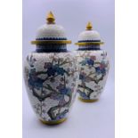 A Pair of lidded Cloisonné vases
