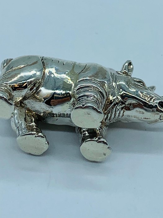 A silver figure of a Rhino - Image 2 of 2