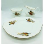 A large plate, milk jug and sugar bowl by Pall Mall Ware with pheasant theme