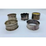 A aelection of Hallmarked silver napkin rings