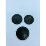 Three penny coins dating from 1797
