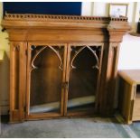 A Church pine wall hanging unit (H124cm D26cm W141cm)