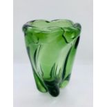 Whitefriars Twisted Sea Green Glass vase pat no 9386 Designed by William Wilson c.1954 19cms H