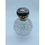 A Hobnail cut silver topped scent bottle