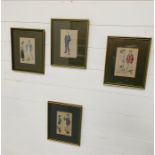 Four framed prints by Lewis Baymer, English Caricaturist