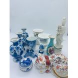 A selection of porcelain and china including Limoges and Royal Copenhagen.