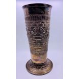 A tall Silver vase, hallmarked London 1905 -06, makers mark C S & H (970g)