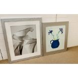 Two framed contemporary flower pictures