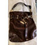 Russell and Bromley brown suede and pattern bag