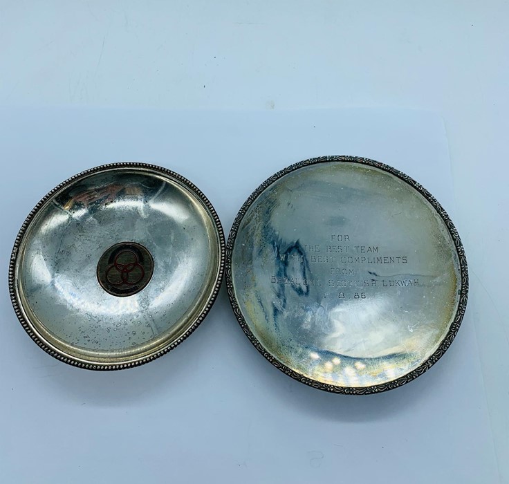 Two silver pin trays,possibly Indian.