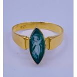 An 18ct yellow gold ring with small cameo.