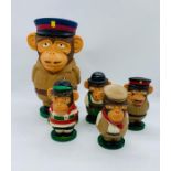 A selection of 1970's PG Tips Sergeant Chimps money box and egg cups