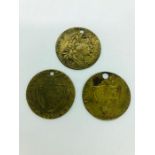 Three gaming tokens dated 1768 and 1790.
