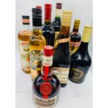 A selection of ten bottles of liqueurs