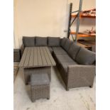 A Kettler Palm outdoor dining corner set, to include two three seater sofas, two stools and dining