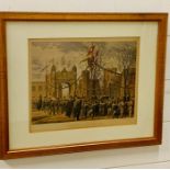 A framed print of "Eton School and the Boys Arch"
