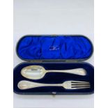 A cased silver Christening set consisting of a fork and spoon,1904.