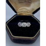 Am 18ct white gold three stone diamond ring of 2.3cts