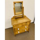 Pine dressing table/chest of drawers with mirror