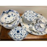 A volume of Royal Copenhagen Blue and White dinner service to include bowls, platter, tureens plates