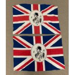 Two vintage Union Jack flags with King George VI printed on them